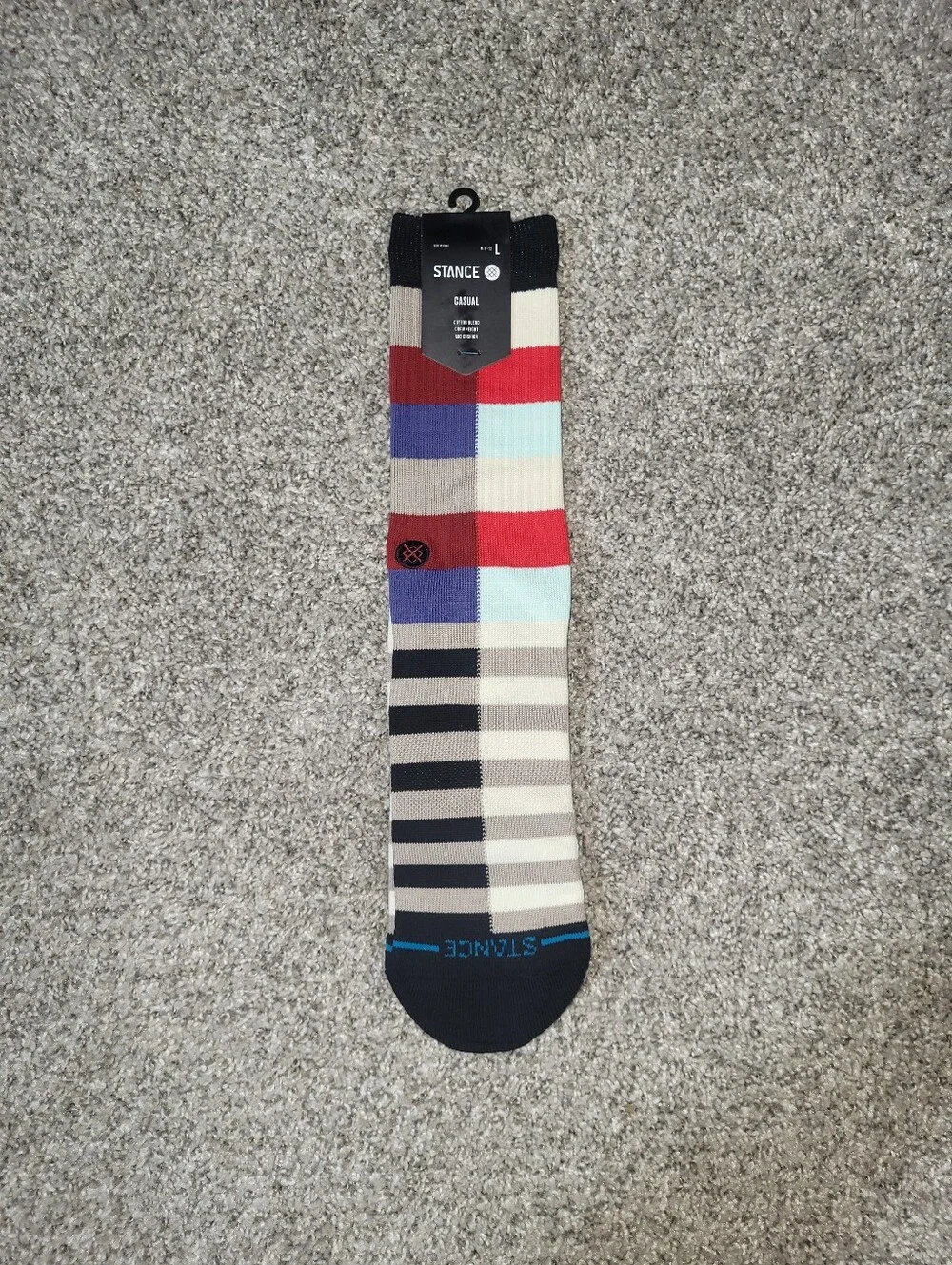 Stance Mens Large 9-12 Combed Cotton Casual Crew Icon Striped Socks Unisex
